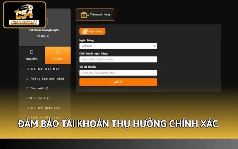 Đảm bảo tài khoản thụ hưởng chính xác